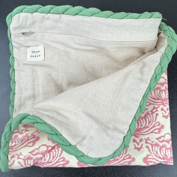 West Elm + RHODE Lotus Pillow Cover in Brandied Apricot/Fair Green Cotton 20" - Picture 4 of 7